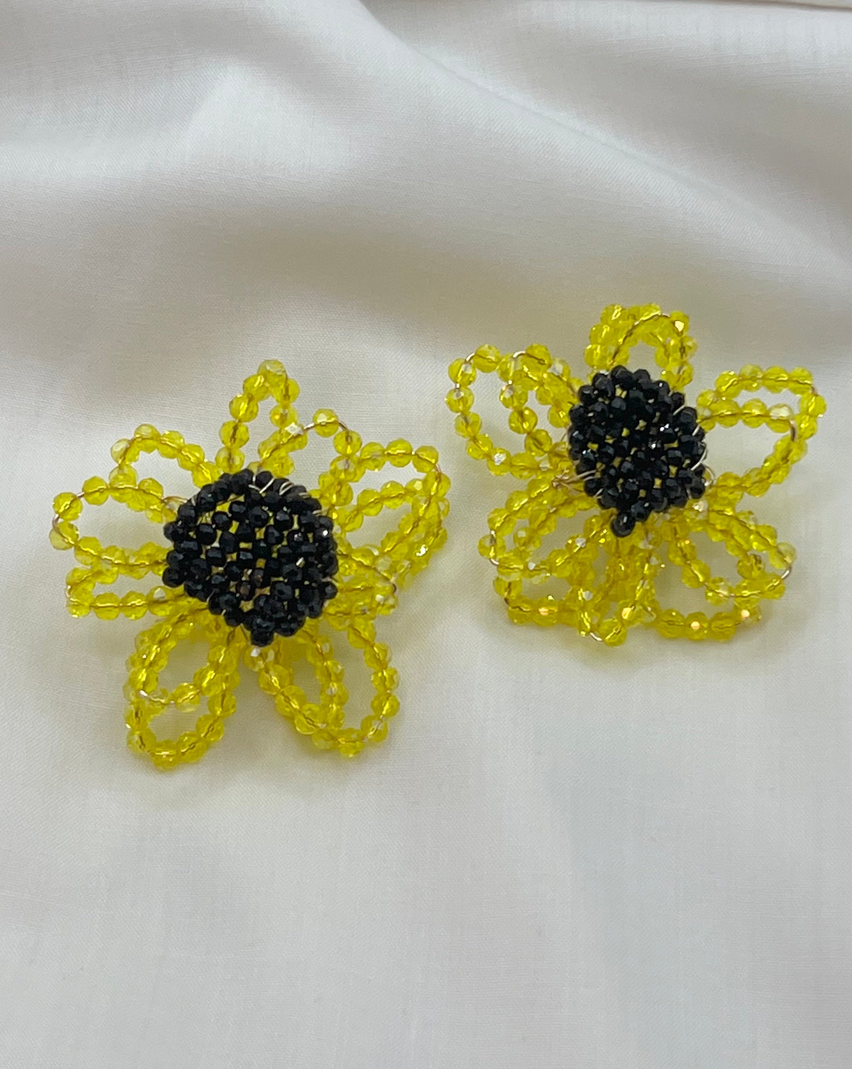 Sunflower Beaded Earrings
