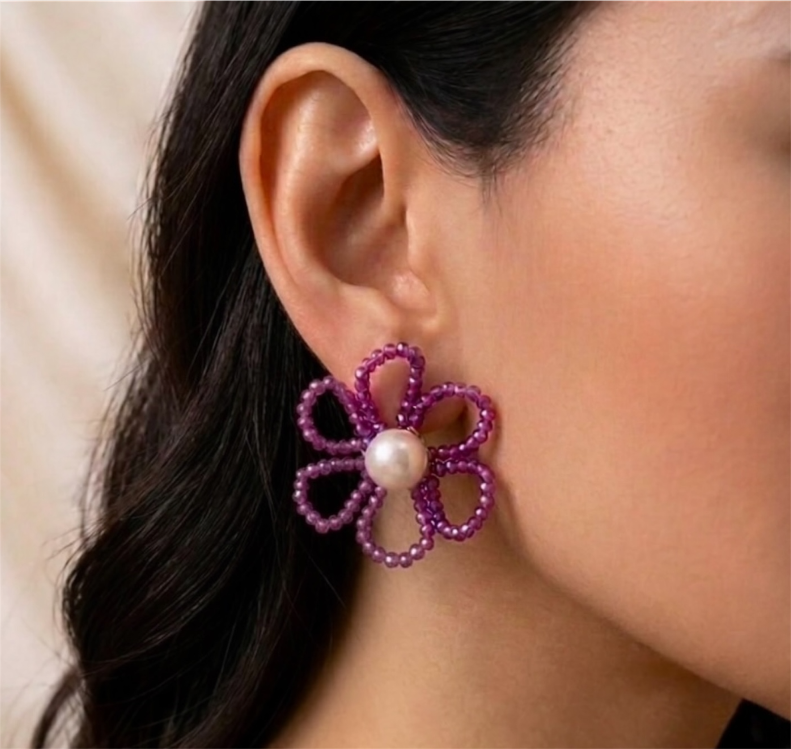 Beaded Floral Studs