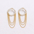 Round Pearl Chain Earrings