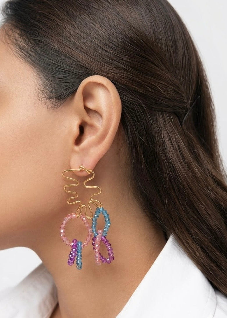 Multi Color Bead Earrings