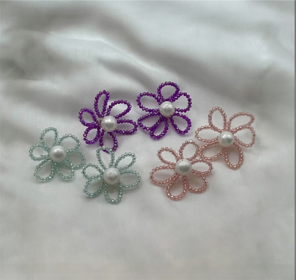 Beaded Floral Studs