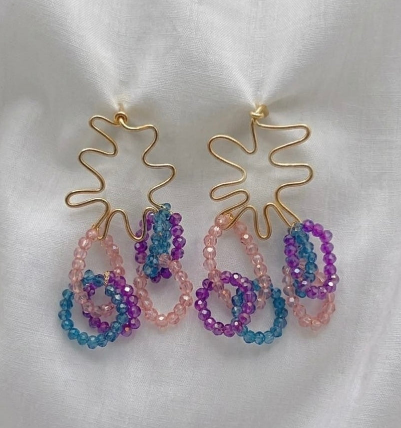Multi Color Bead Earrings