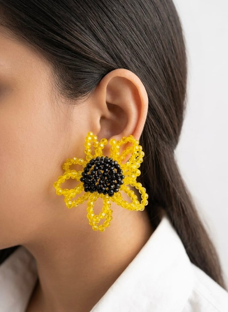 Sunflower Beaded Earrings