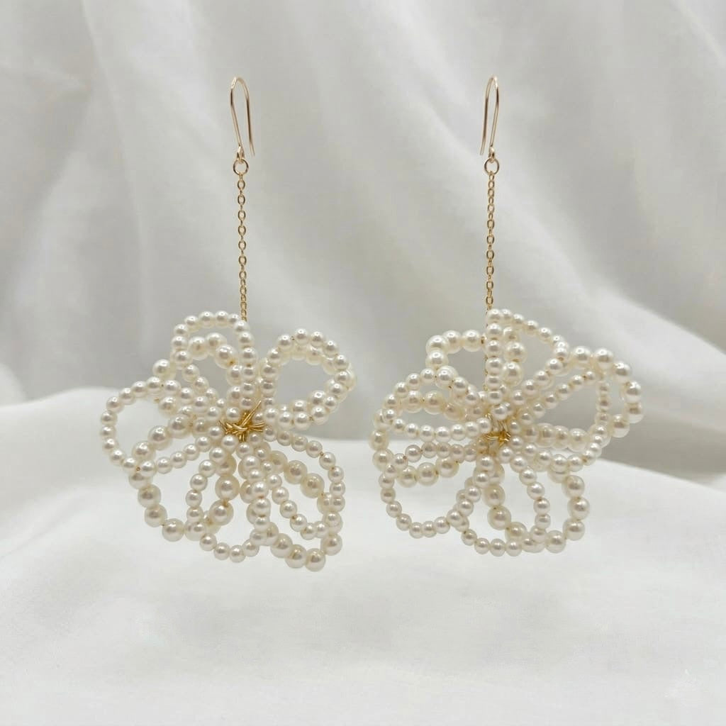 Statement Pearl Flower Earrings