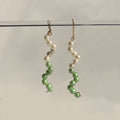 Green and White Swirl Earrings