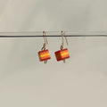 Orange Square Bead Earrings