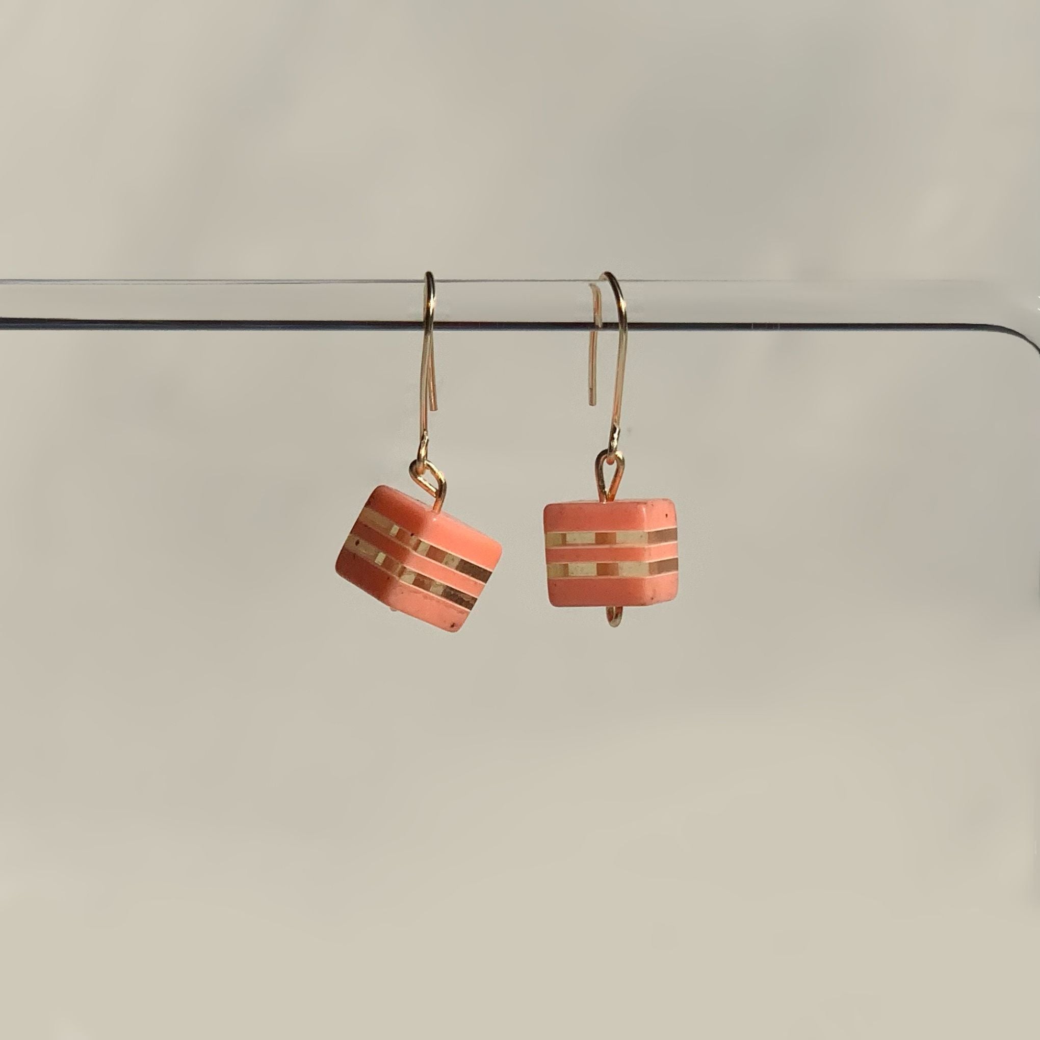 Peach Square Bead Earrings