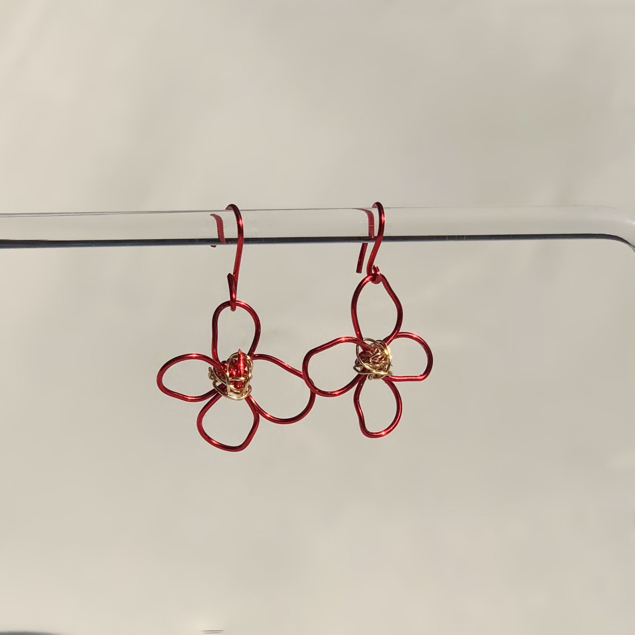 Red Flower Earrings
