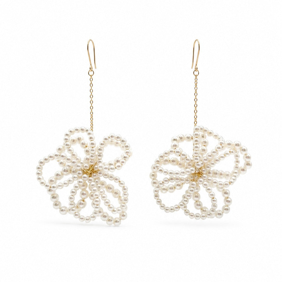 Statement Pearl Flower Earrings